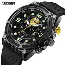 MEGIR Chronograph Luxury Military Sport Watches for Men Waterproof Calendar Silicone Man Quartz Wristwatch Reloj Hombre 2116