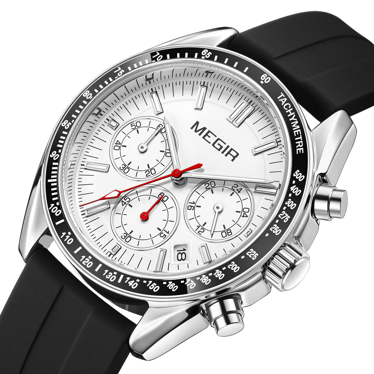 MEGIR Analog Quartz Wrist Watch Chronograph Luminous Business Sport Watches with Silicone Strap Calendar Man Clock Reloj Hombre 8105