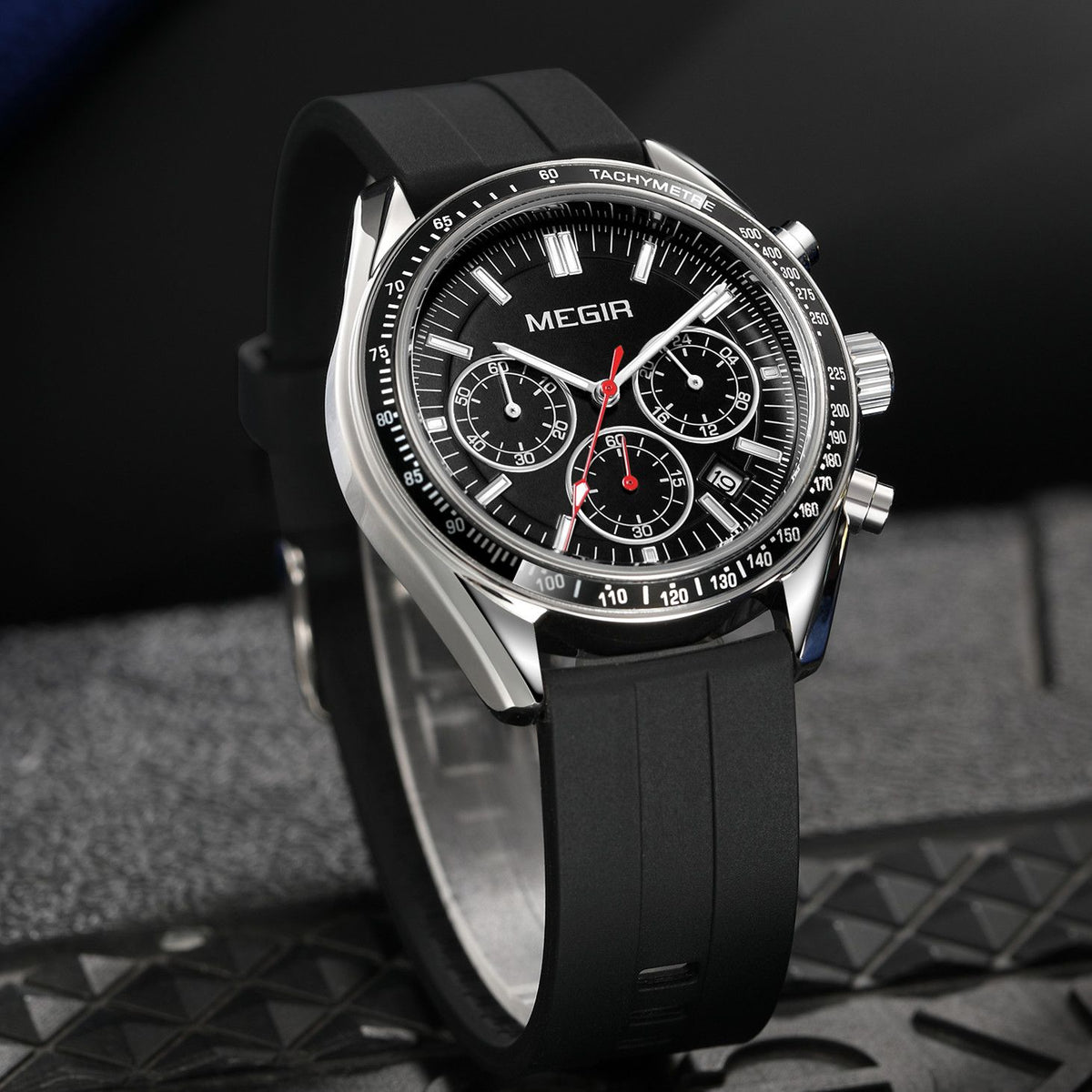 MEGIR Analog Quartz Wrist Watch Chronograph Luminous Business Sport Watches with Silicone Strap Calendar Man Clock Reloj Hombre 8105
