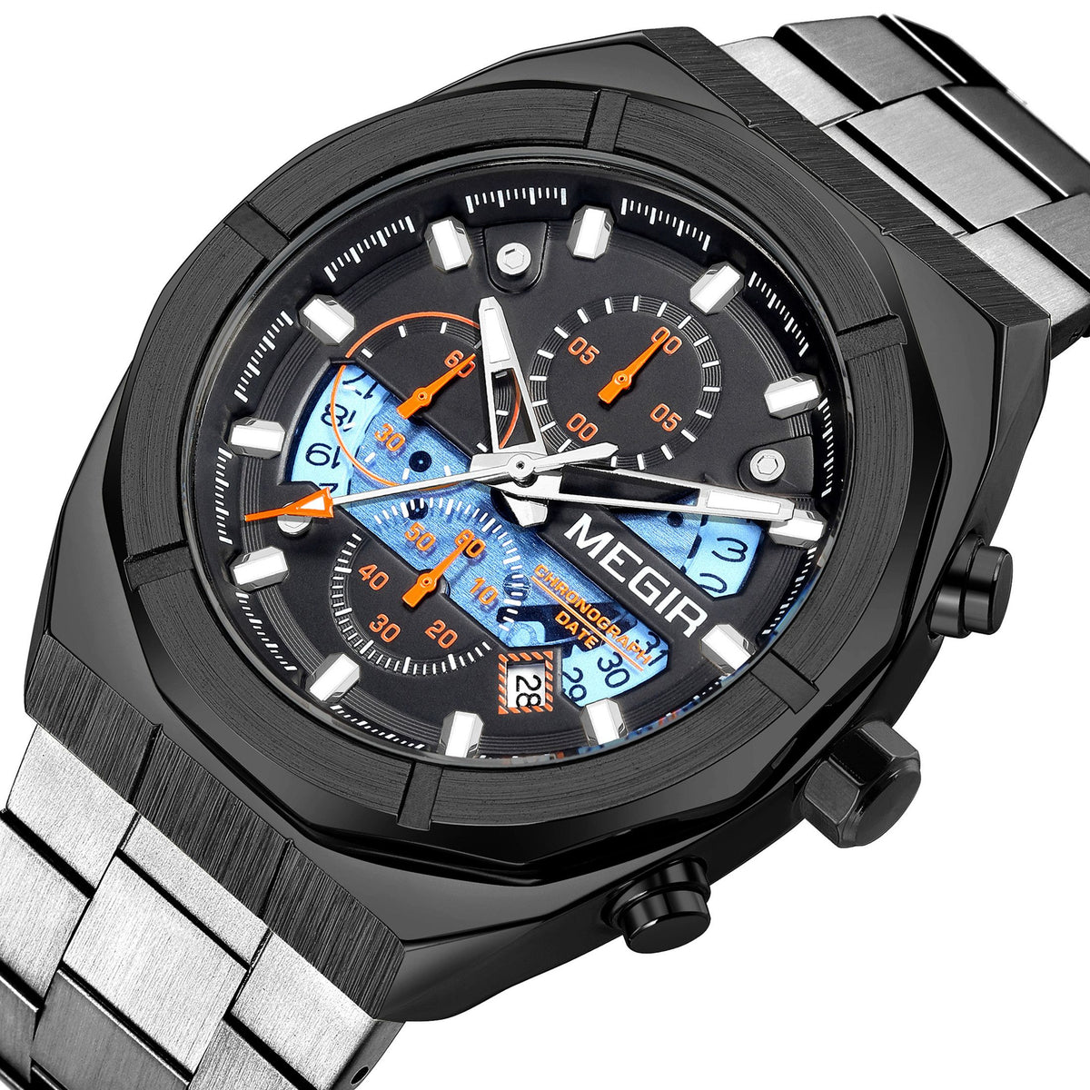 MEGIR New Watch for Men Top Brand Luxury Casual Quartz Wristwatch with Chronograph Waterproof Luminous Auto Date Reloj Hombre 2225