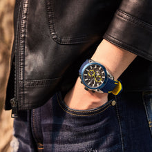 MEGIR Original Blue Sport Watches for Men Luxury Chronograph Man Military Quartz Wristwatch Clock Luminous Big Dial Reloj Hombre 2144