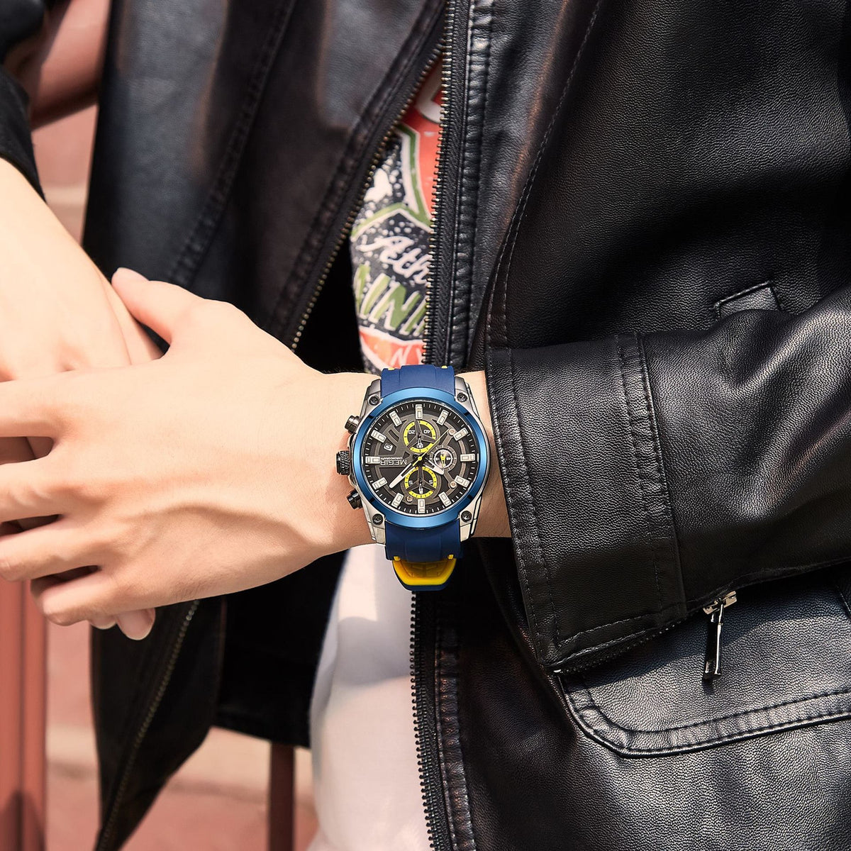 MEGIR Original Blue Sport Watches for Men Luxury Chronograph Man Military Quartz Wristwatch Clock Luminous Big Dial Reloj Hombre 2144