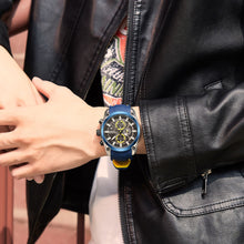 MEGIR Original Blue Sport Watches for Men Luxury Chronograph Man Military Quartz Wristwatch Clock Luminous Big Dial Reloj Hombre 2144