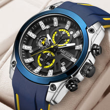 MEGIR Original Blue Sport Watches for Men Luxury Chronograph Man Military Quartz Wristwatch Clock Luminous Big Dial Reloj Hombre 2144