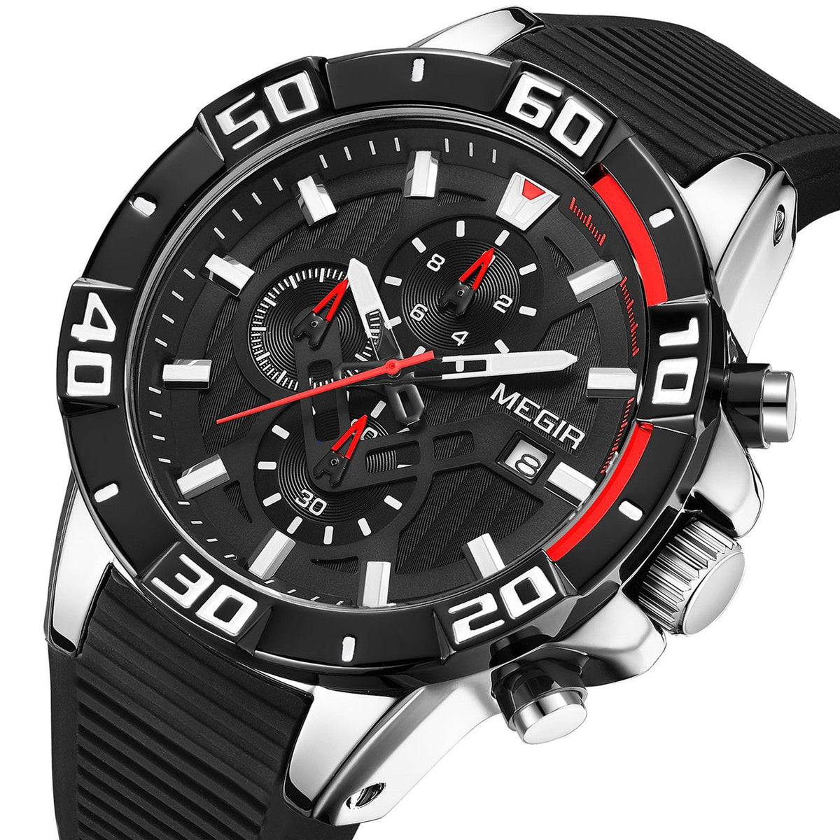 MEGIR Men Wristwatch Top Brand Luxury Silicone Strap Sport Watches Waterproof Luminous Quartz Clock Chronograph Reloj Hombre 2121