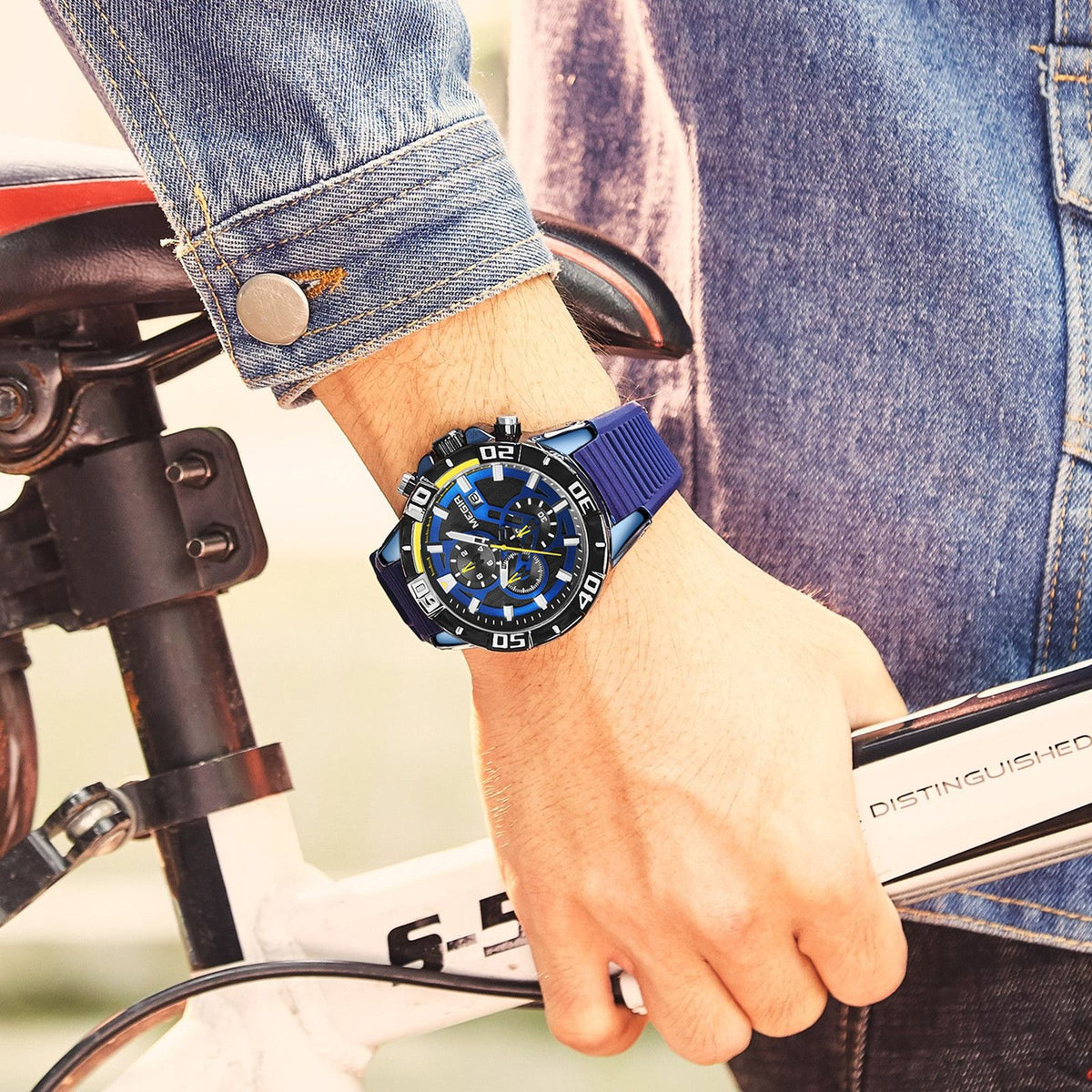 MEGIR Men Wristwatch Top Brand Luxury Silicone Strap Sport Watches Waterproof Luminous Quartz Clock Chronograph Reloj Hombre 2121