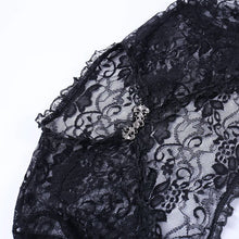 Lace Gothic See Through Shrug Tops Grunge Aesthetic Black Flare Sleeve Crop Top Women Vintage Punk Sexy Clothing