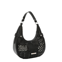 BOLSO DE HOMBRO CON RECORTE GEOMÉTRICO (NEGRO)