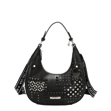 BOLSO DE HOMBRO CON RECORTE GEOMÉTRICO (NEGRO)