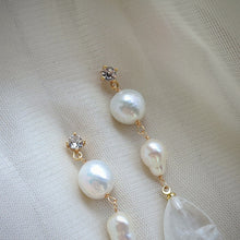 Original Design Natural Freshwater Pearl White Crystal French Water Drop Handmade Mid-Length Earrings Earrings Earrings