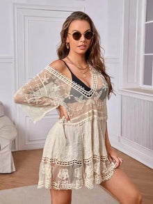 New European and American cotton pullover blouse Beach short skirt bikini blouse seaside holiday skirt swimsuit sun protection clothing for women