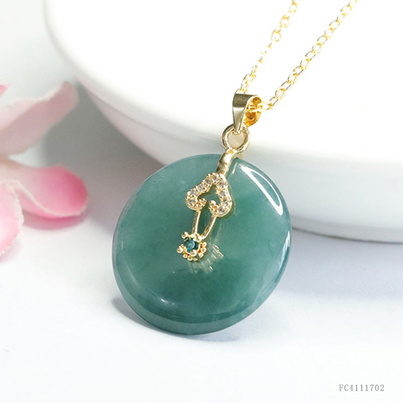 Guan Yu Natural Grade a Jade Peace Pendant Blue Water Jade Necklace Jewelry Wholesale Live Streaming S4111702