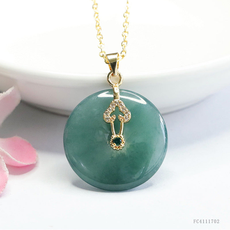 Guan Yu Natural Grade a Jade Peace Pendant Blue Water Jade Necklace Jewelry Wholesale Live Streaming S4111702