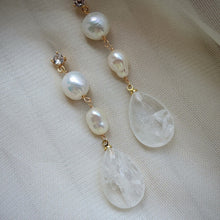 Original Design Natural Freshwater Pearl White Crystal French Water Drop Handmade Mid-Length Earrings Earrings Earrings