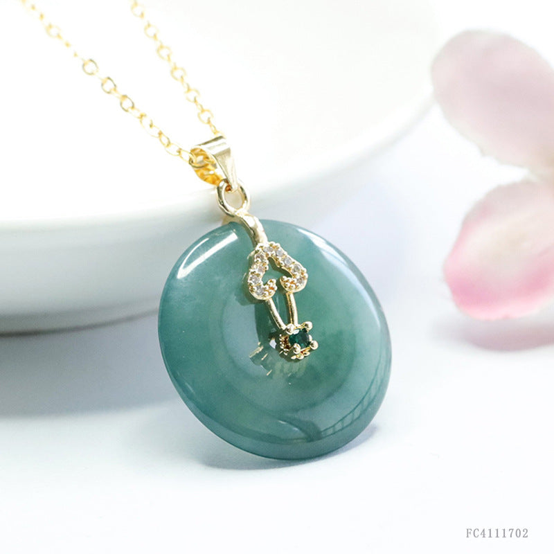 Guan Yu Natural Grade a Jade Peace Pendant Blue Water Jade Necklace Jewelry Wholesale Live Streaming S4111702