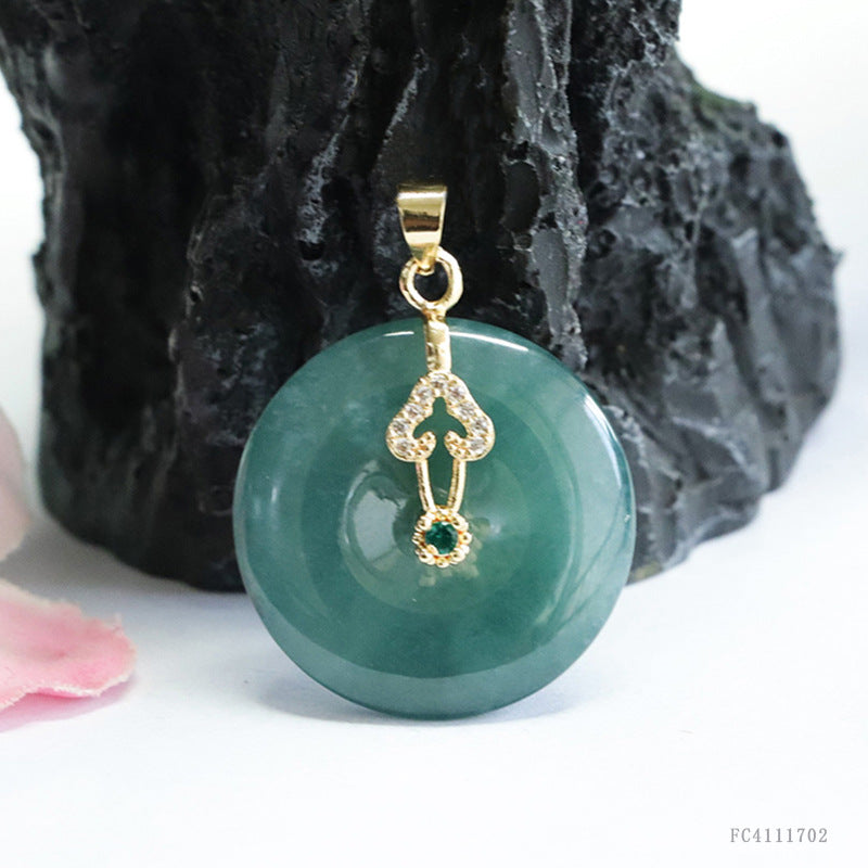 Guan Yu Natural Grade a Jade Peace Pendant Blue Water Jade Necklace Jewelry Wholesale Live Streaming S4111702