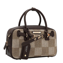 BOLSO BOSTON CHIC CON CUADROS (MARRON CLARO)