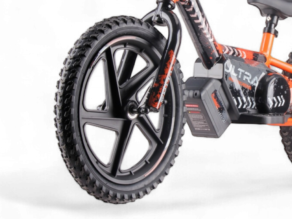 Bicicleta De Equilibrio Eléctrica De 24 Voltios Con Ruedas De 16 Pulgadas, Motor Eléctrico - Naranja.