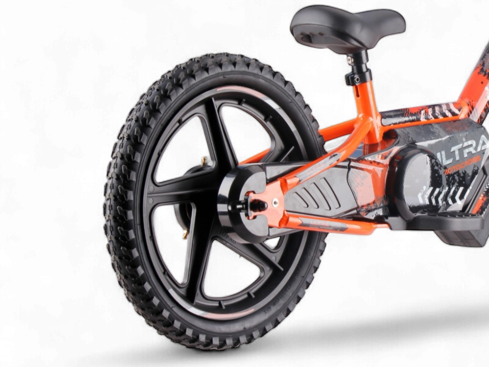 Bicicleta De Equilibrio Eléctrica De 24 Voltios Con Ruedas De 16 Pulgadas, Motor Eléctrico - Naranja.