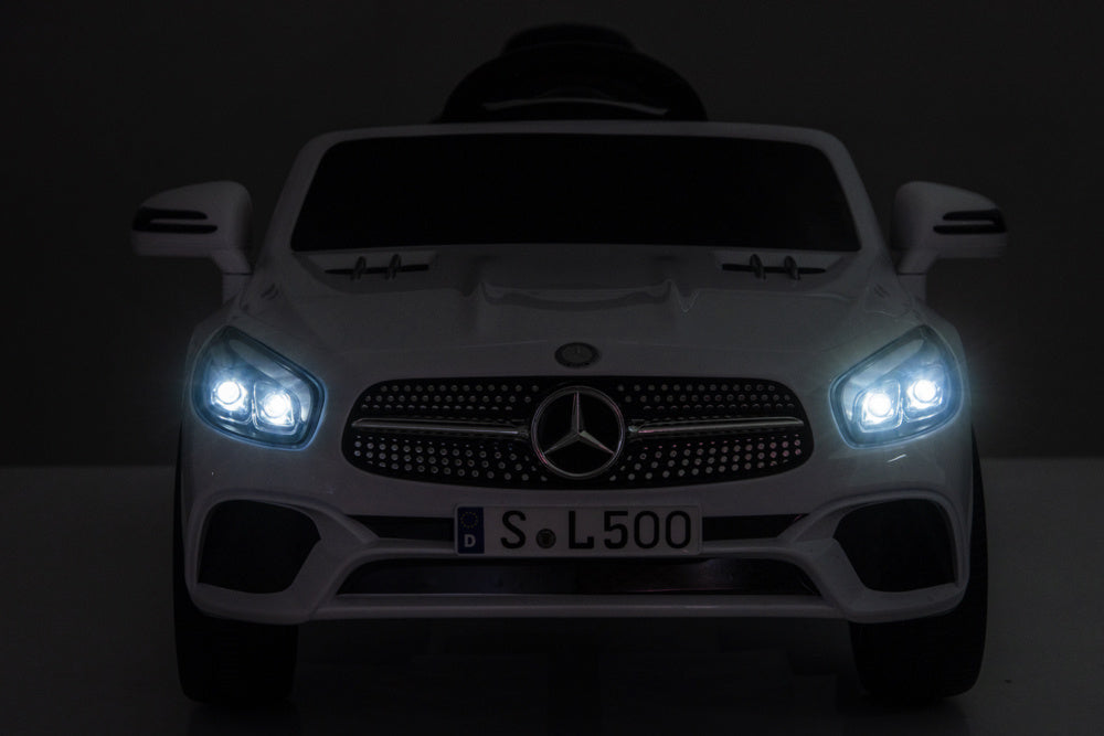 Mercedes Sl500, Coche Eléctrico Infantil De 12 Voltios Con Una Batería De Litio, Neumáticos De Goma, Asiento De Polipiel Y Mucho Más.